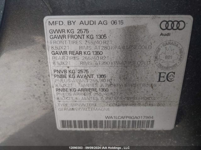 WA1LCAFP6GA017964 2016 AUDI
