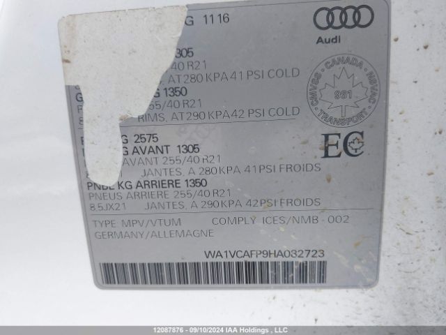 WA1VCAFP9HA032723 2017 AUDI