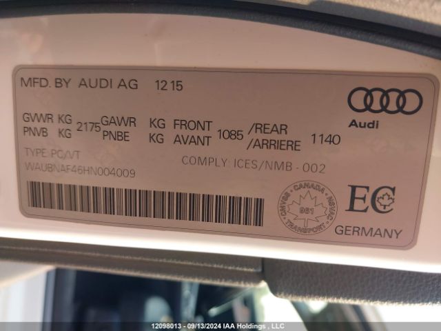 WAUBNAF46HN004009 2017 AUDI