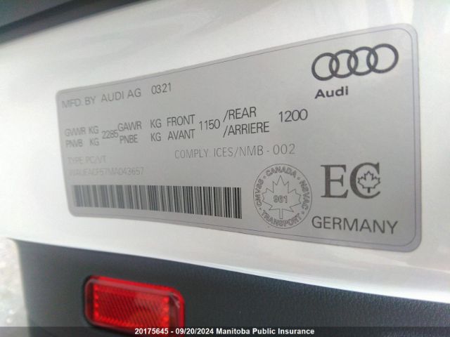 WAUEACF57MA043657 2021 AUDI