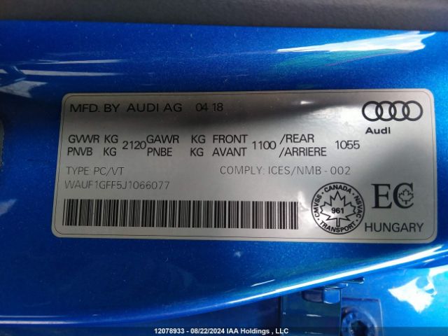 WAUF1GFF5J1066077 2018 AUDI