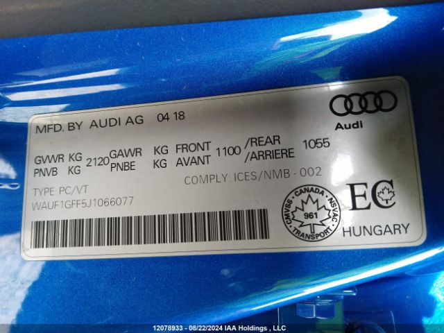 WAUF1GFF5J1066077 2018 AUDI