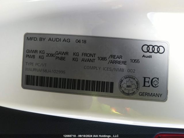WAURNAF58JA102995 2018 AUDI