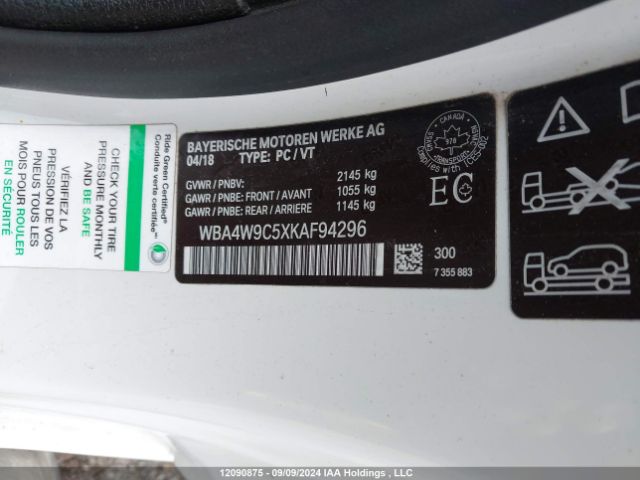 WBA4W9C5XKAF94296 2019 BMW