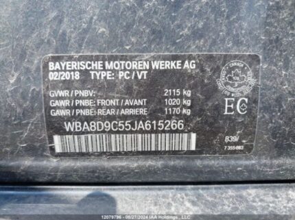 WBA8D9C55JA615266 2018 BMW