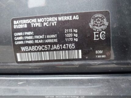 WBA8D9C57JA614765 2018 BMW