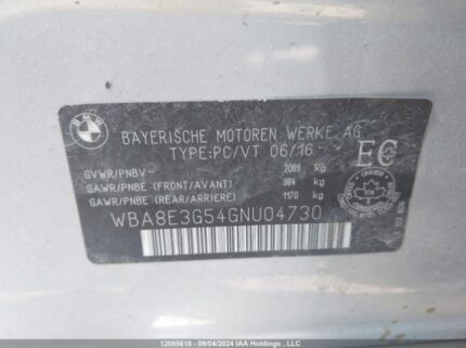 WBA8E3G54GNU04730 2016 BMW
