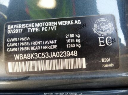 WBA8K3C53JA023948 2018 BMW