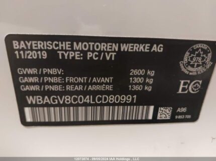 WBAGV8C04LCD80991 2020 BMW