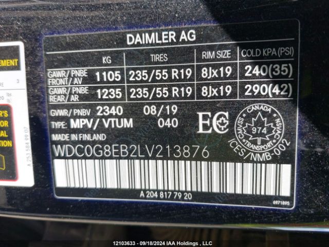WDC0G8EB2LV213876 2020 MERCEDES-BENZ