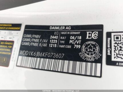 WDD1K6JB6KF073607 2019 MERCEDES-BENZ