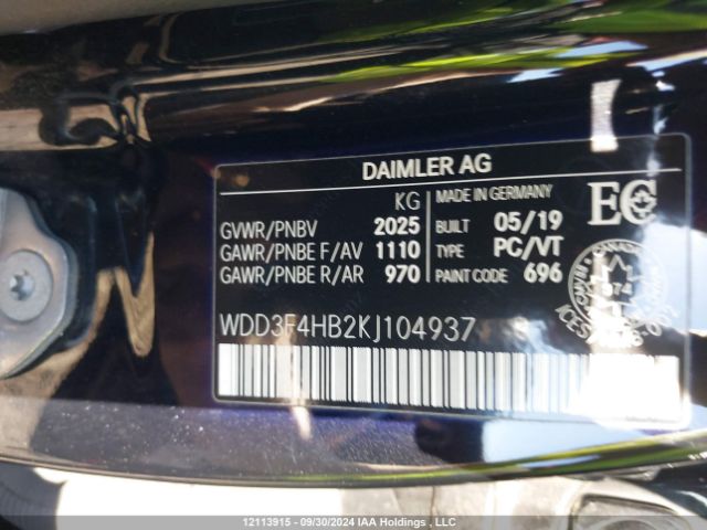 WDD3F4HB2KJ104937 2019 MERCEDES-BENZ