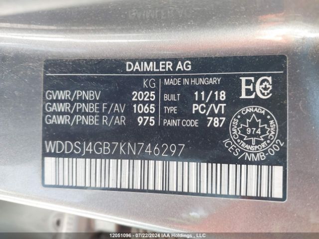 WDDSJ4GB7KN746297 2019 MERCEDES-BENZ