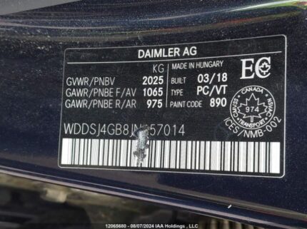 WDDSJ4GB8JN157010 2018 MERCEDES-BENZ