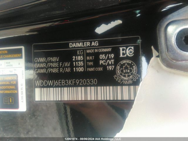 WDDWJ6EB3KF920330 2019 MERCEDES-BENZ