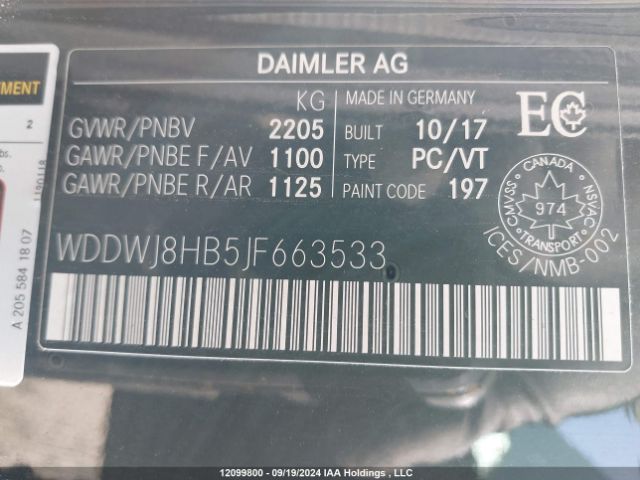 WDDWJ8HB5JF663533 2018 MERCEDES-BENZ