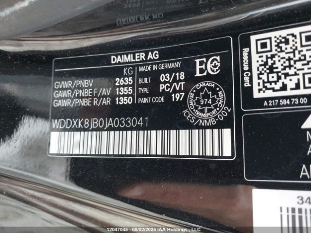 WDDXK8JB0JA033041 2018 MERCEDES-BENZ