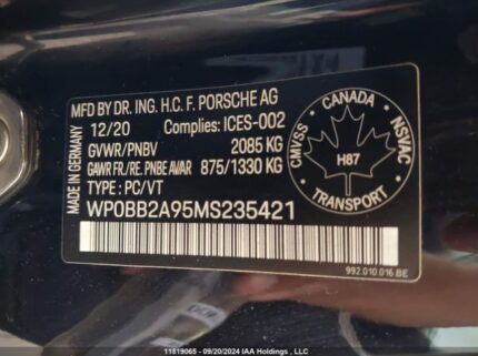 WP0BB2A95MS235421 2021 PORSCHE