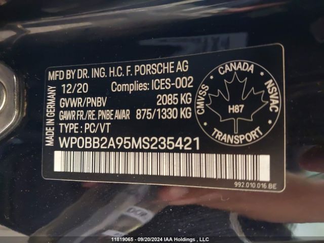 WP0BB2A95MS235421 2021 PORSCHE