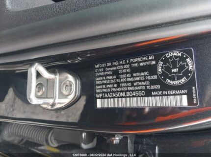 WP1AA2A50NLB04550 2022 PORSCHE