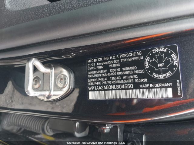 WP1AA2A50NLB04550 2022 PORSCHE