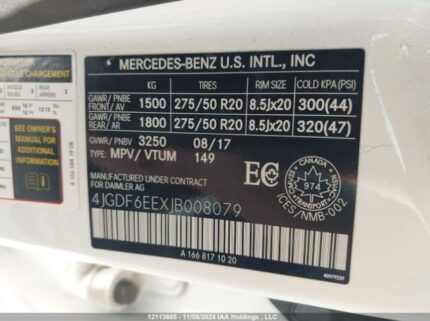 4JGDF6EEXJB008079 2018 MERCEDES-BENZ