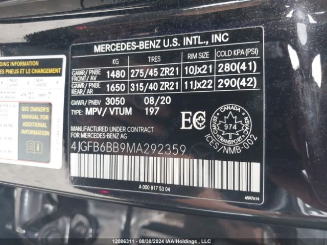 4JGFB6BB9MA292359 2021 MERCEDES-BENZ