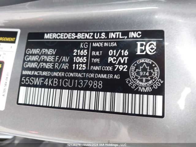 55SWF4KB1GU137988 2016 MERCEDES-BENZ