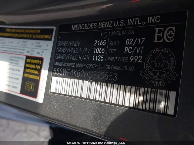 55SWF4KB2HU210853 2017 MERCEDES-BENZ