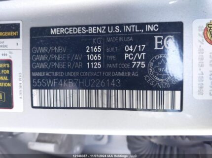 55SWF4KB7HU226143 2017 MERCEDES-BENZ