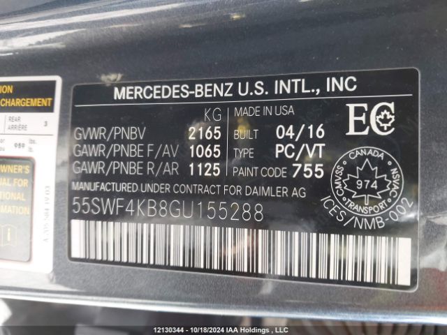 55SWF4KB8GU155288 2016 MERCEDES-BENZ