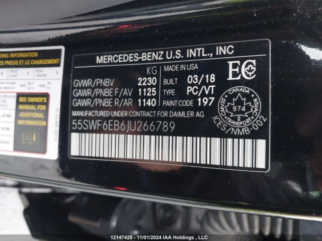 55SWF6EB6JU266789 2018 MERCEDES-BENZ