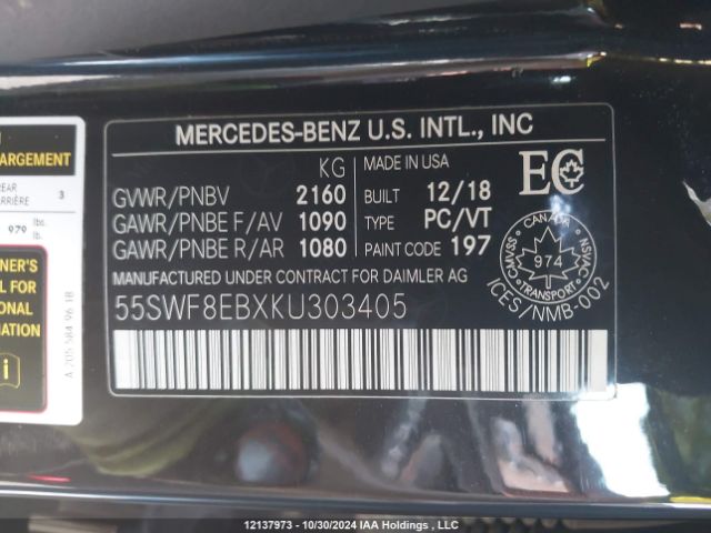 55SWF8EBXKU303405 2019 MERCEDES-BENZ