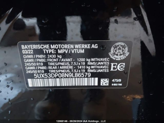 5UX53DP08N9L86579 2022 BMW