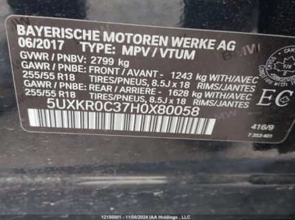 5UXKR0C37H0x80058 2017 BMW