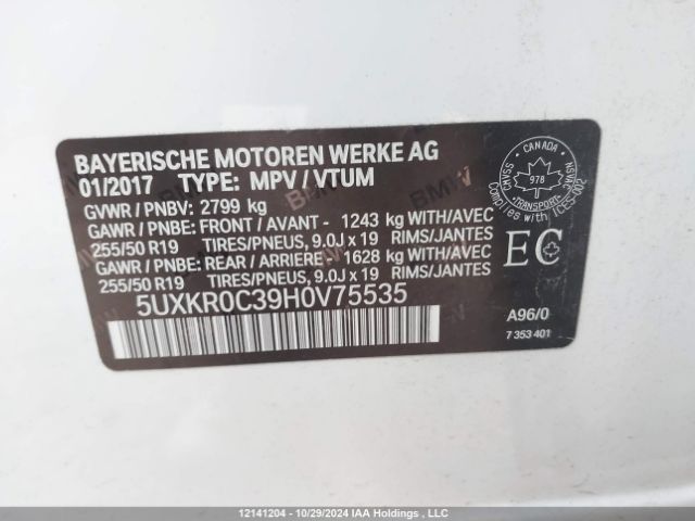 5UXKR0C39H0V75535 2017 BMW