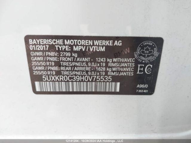 5UXKR0C39H0V75535 2017 BMW