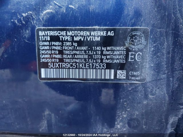 5UXTR9C51KLE17533 2019 BMW