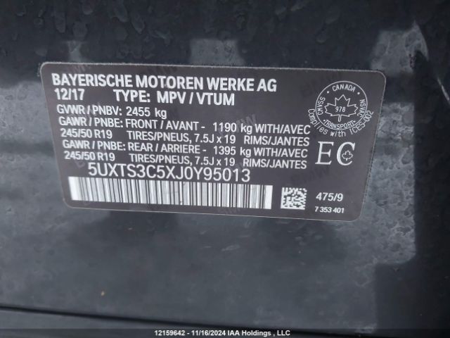 5UXTS3C5XJ0y95013 2018 BMW