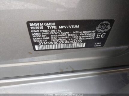 5YMKW8C53G0R43255 2016 BMW