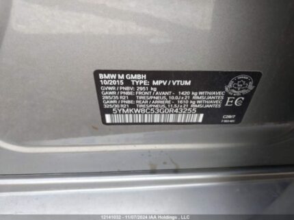 5YMKW8C53G0R43255 2016 BMW