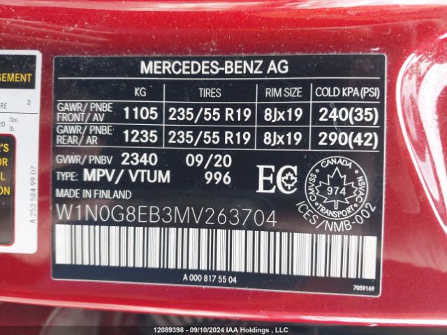 W1N0G8EB3MV263704 2021 MERCEDES-BENZ