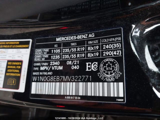 W1N0G8EB7MV322771 2021 MERCEDES-BENZ
