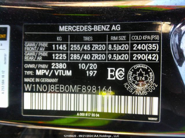 W1N0J8EB0MF898164 2021 MERCEDES-BENZ