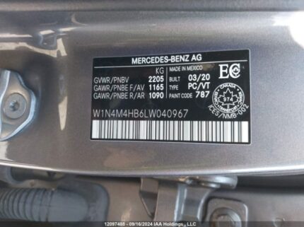 W1N4M4HB6LW040967 2020 MERCEDES-BENZ