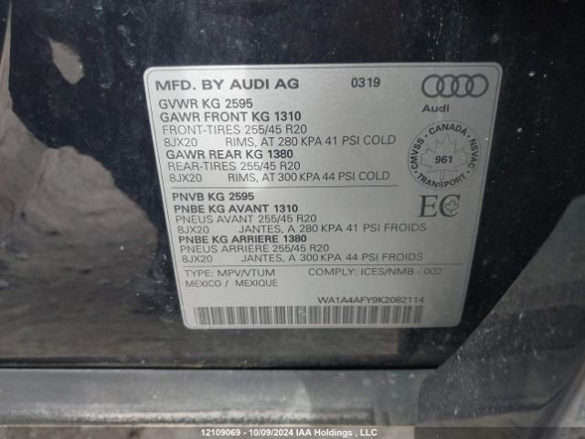 WA1A4AFY9K2082114 2019 AUDI