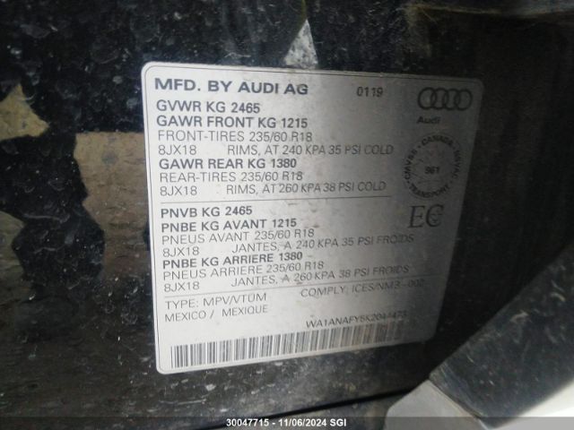 WA1ANAFY5K2044473 2019 AUDI