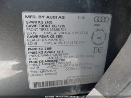 WA1BNAFYXK2029004 2019 AUDI