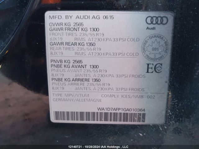 WA1D7AFP1GA010364 2016 AUDI
