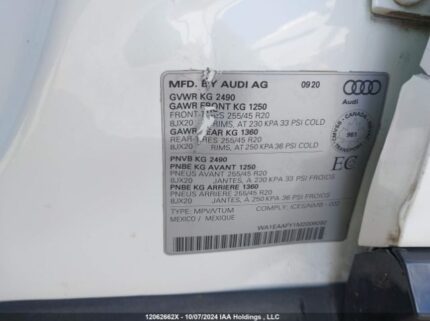 WA1EAAFY1M2006092 2021 AUDI